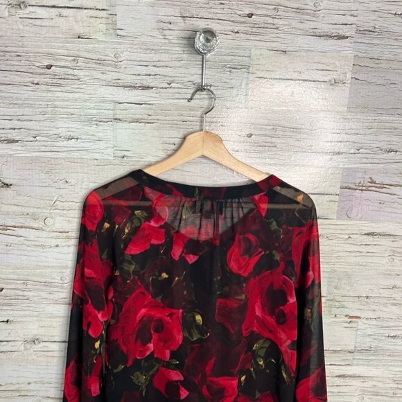 PJK Patterson J Kincaid blouse top red  black floral size XS - Picture 9 of 9